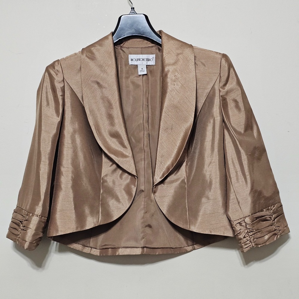 BrownStone Studio Women Dressy Jacket Blazer 8‎ Fits Medium Brown 3/4 Sleeve 556